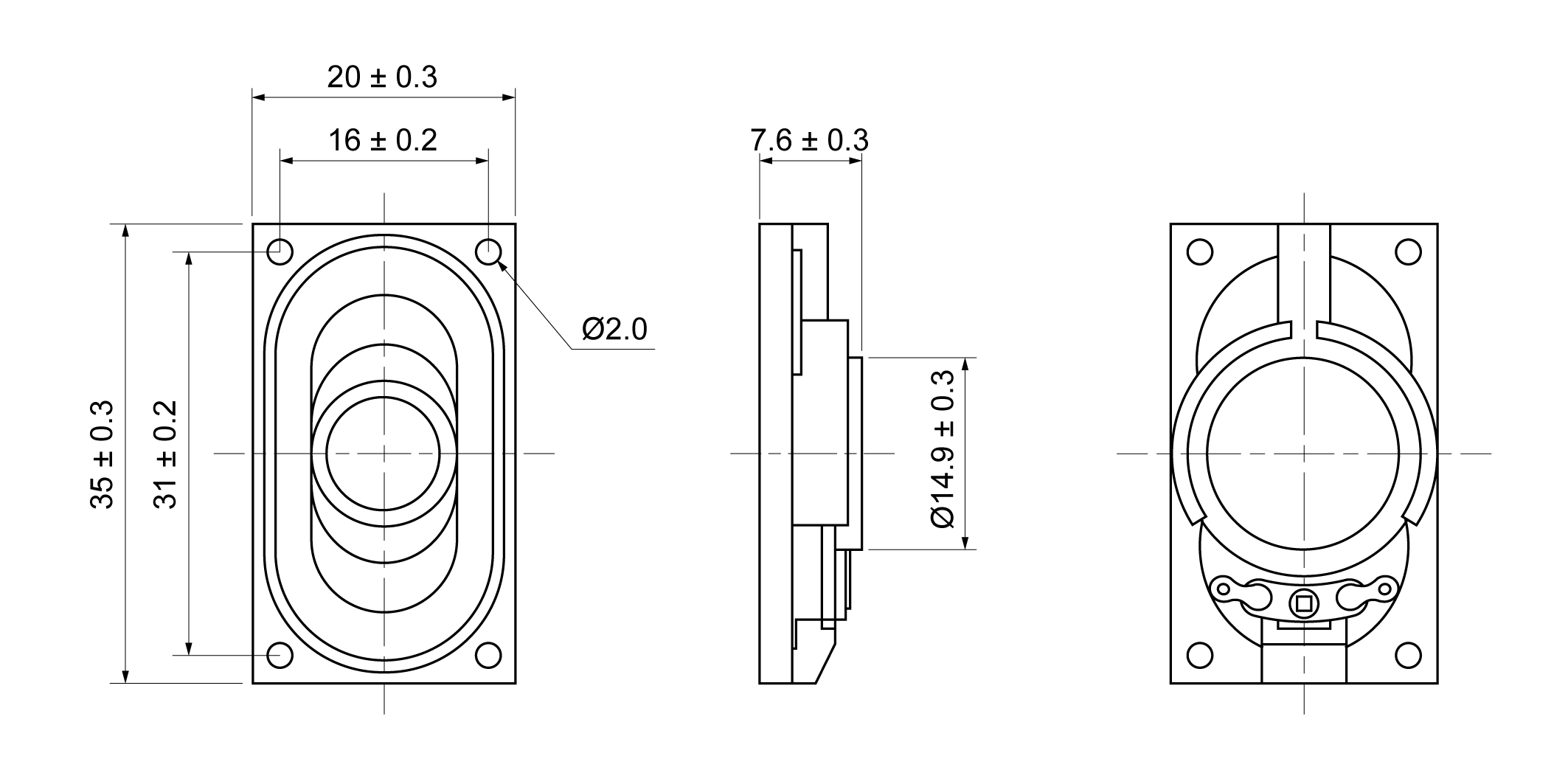 OSR3520E-7.6C1.0W8A Mechanical Drawing